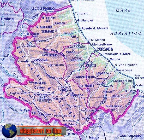 Mappa geografica Abruzzo