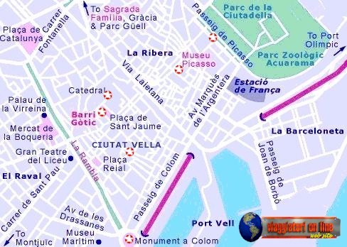 Mappa geografica Spagna. Barcellona