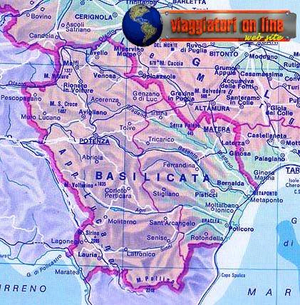 Mappa geografica Basilicata