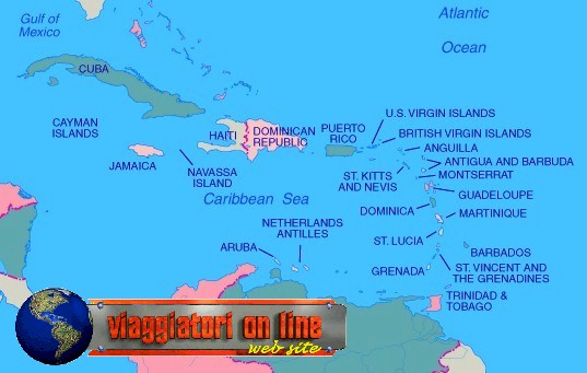 Mappa geografica Caraibi