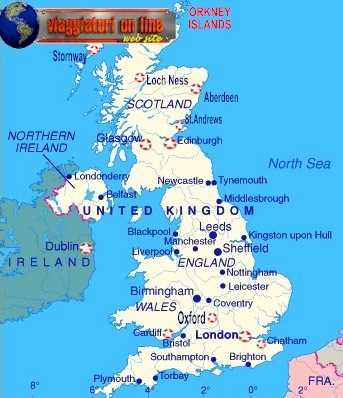 Mappa geografica Inghilterra