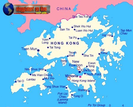 Mappa geografica Cina. Hong Kong