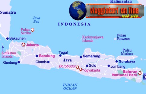 Mappa geografica Indonesia. Giava