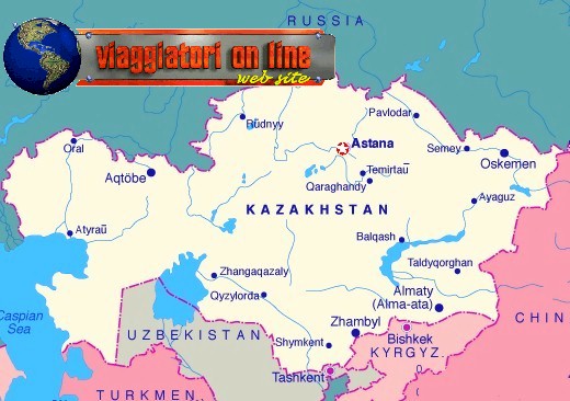 Mappa geografica Kazakistan