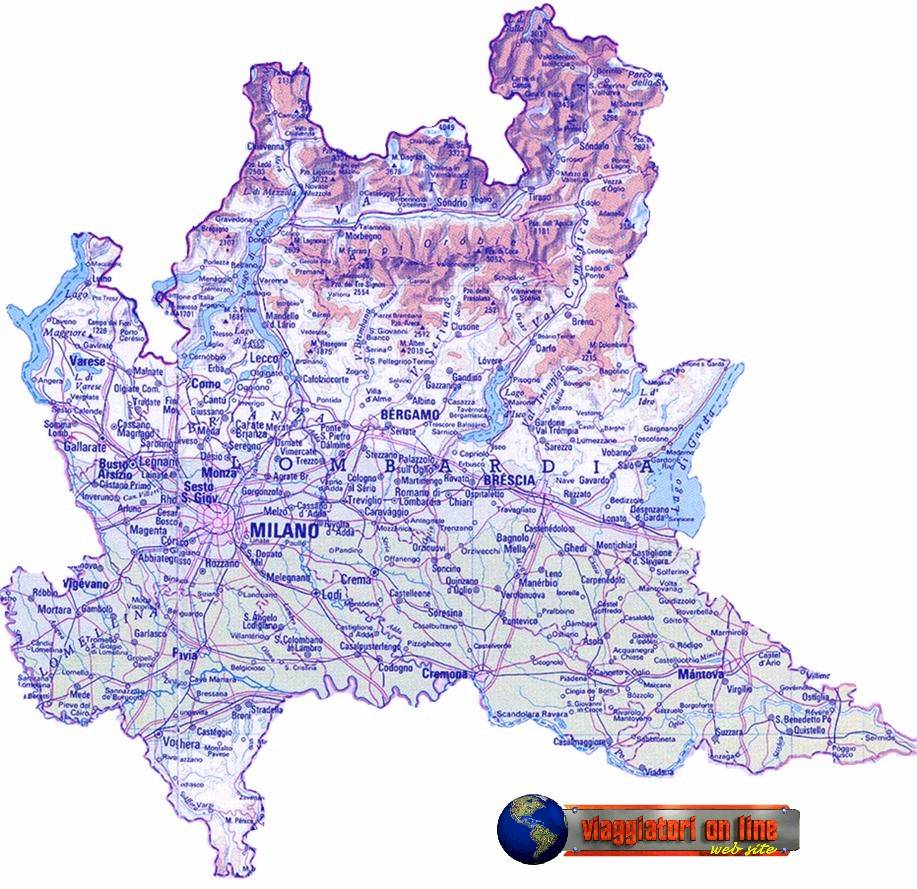 Mappa geografica Lombardia