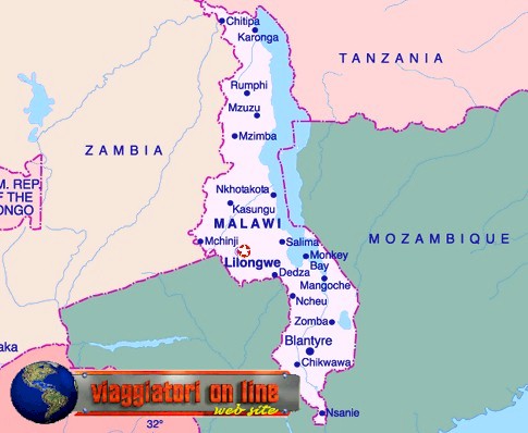 Mappa geografica Malawi