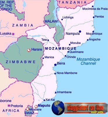 Mappa geografica Mozambico