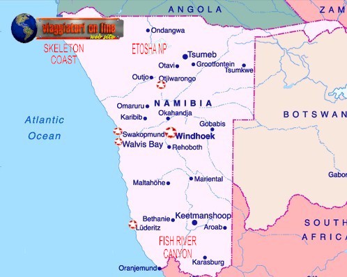 Mappa geografica Namibia