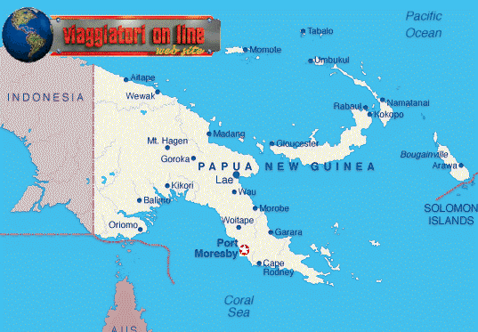Mappa geografica Papua. Nuova Guinea