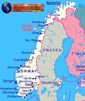 Mappa geografica Norvegia