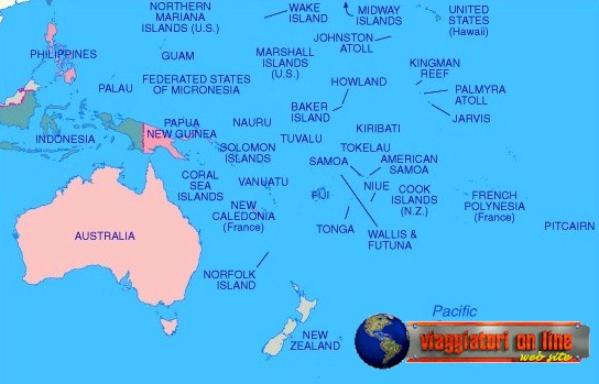 Mappa geografica Oceania