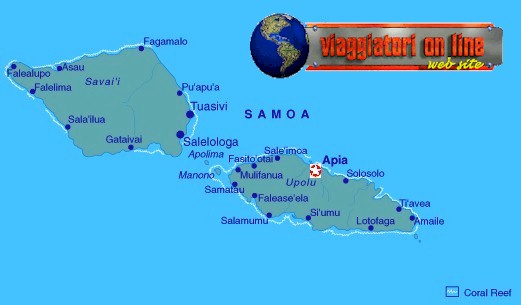 Mappa geografica Isole Samoa
