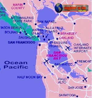 Mappa geografica Usa. Stati Uniti. San Francisco