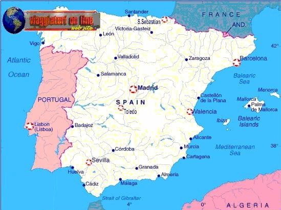 Mappa geografica Spagna