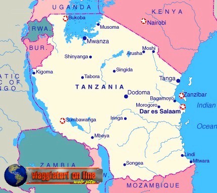 Mappa geografica Tanzania