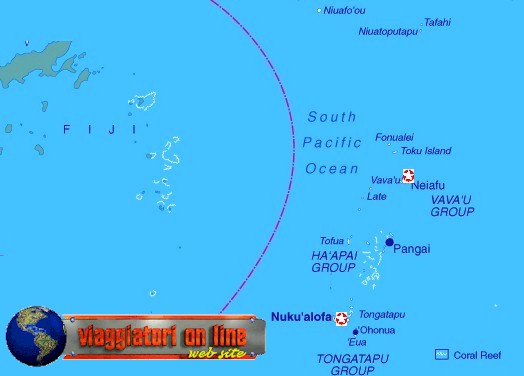 Mappa geografica Isole Tonga