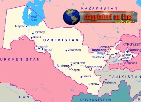 Mappa geografica Uzbekistan