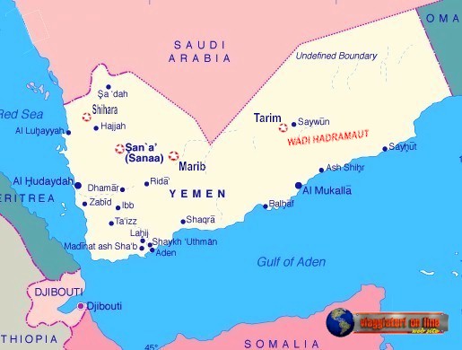Mappa geografica Yemen