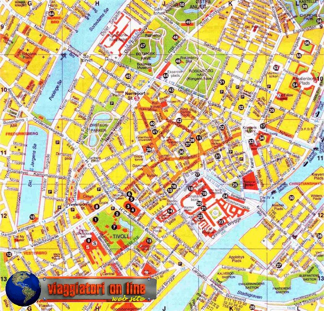 Mappa geografica Danimarca. Copenhagen